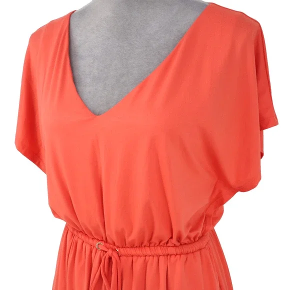 Soma Dress Womens Small Coral Orange Lined Stretch Knit Drawstring Waist New - Picture 8 of 16
